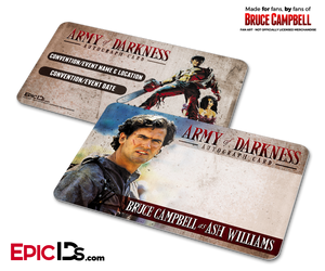 Bruce Campbell Wallet Sized Autograph Cards (Army of Darkness or Burn Notice) - Epic IDs