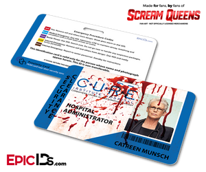 C.U.R.E. 'Scream Queens' Hospital Cosplay Employee ID Name Badge - Catreen Munsch - Epic IDs