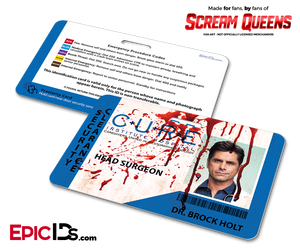 C.U.R.E. 'Scream Queens' Hospital Cosplay Employee ID Name Badge - Dr. Brock Holt - Epic IDs