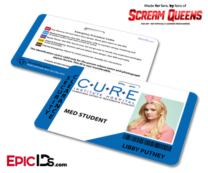 C.U.R.E. 'Scream Queens' Hospital Cosplay Employee ID Name Badge - Libby Putney - Epic IDs