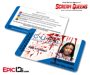 C.U.R.E. 'Scream Queens' Hospital Cosplay Employee ID Name Badge - Zayday Williams - Epic IDs