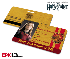Harry Potter Inspired Hogwarts Student ID (Gryffindor) - Ginevra M. Weasley - Epic IDs
