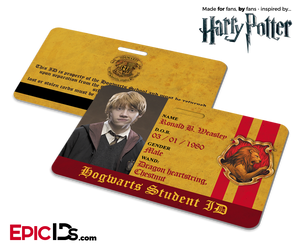 Harry Potter Inspired Hogwarts Student ID (Gryffindor) - Ronald Weasley - Epic IDs