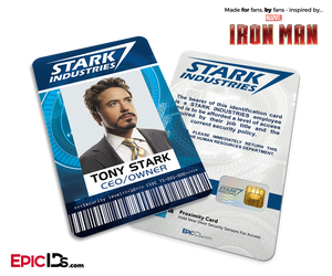 Iron Man / Avengers Inspired Stark Industries Employee ID - Tony Stark - Epic IDs