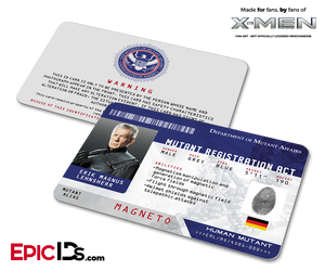 Mutant Registration Act 'X-Men' Identification Card - Erik Lehnsherr / Magneto - Epic IDs
