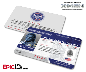 Mutant Registration Act 'X-Men' Identification Card - Henry McCoy / Beast - Epic IDs