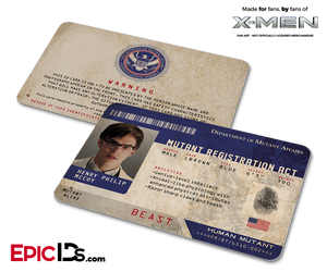 Mutant Registration Act 'X-Men' Identification Card - Henry McCoy / Beast - Epic IDs