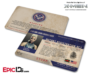 Mutant Registration Act 'X-Men' Identification Card - Ororo Munroe / Storm - Epic IDs