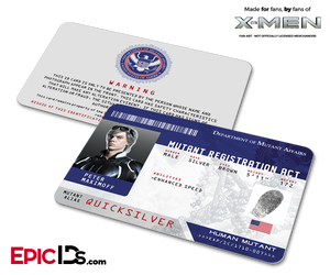 Mutant Registration Act 'X-Men' Identification Card - Peter Maximoff / Quicksilver - Epic IDs