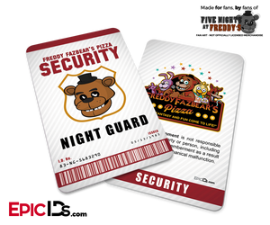 Night Guard Freddy Fazbear's Pizza FNAF ID Badge - Standard - Epic IDs
