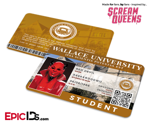 Scream Queens Inspired Wallace University Student ID - Red Devil - Epic IDs
