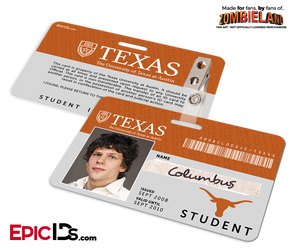 University of Texas 'Columbus' Zombieland Cosplay Student ID - Epic IDs
