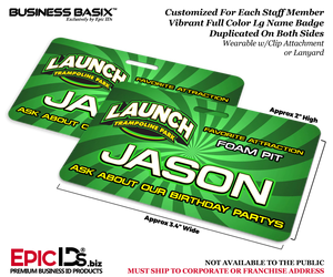 Workday Credentials - Launch Trampoline Park Customized Staff Full Color Large Name Badge ID (24 Pack) - Epic IDs