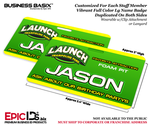 Workday Credentials - Launch Trampoline Park Customized Staff Full Color Large Name Badge ID (24 Pack) - Epic IDs