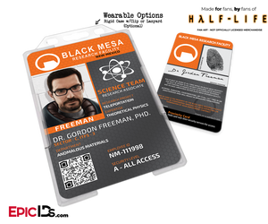 Black Mesa Research Facility 'Half Life' Science Team 'Gordon Freeman' ID Badge