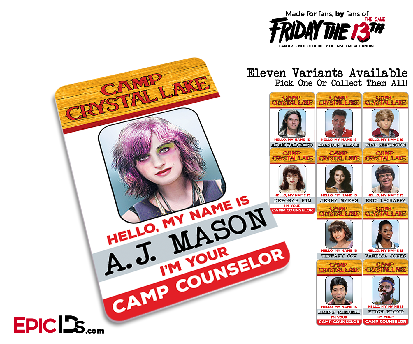 Camp Crystal Lake 'Friday the 13th' Camp Counselor Cosplay Name Badge [Game Character]