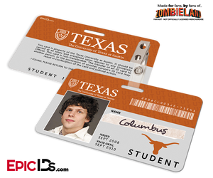 University of Texas 'Columbus' Zombieland Cosplay Student ID