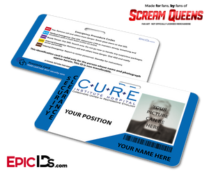 C.U.R.E. 'Scream Queens' Hospital Cosplay Employee ID Name Badge [Photo Personalized]