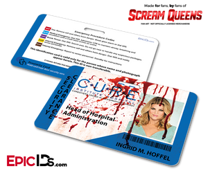 C.U.R.E. 'Scream Queens' Hospital Cosplay Employee ID Name Badge - Ingrid M. Hoffel