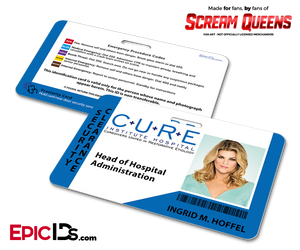 C.U.R.E. 'Scream Queens' Hospital Cosplay Employee ID Name Badge - Ingrid M. Hoffel