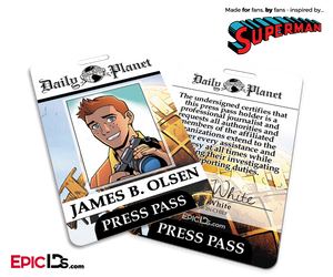 Superman Classic Comic Daily Planet Press Pass Cosplay ID Badge - Jimmy Olsen