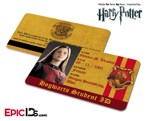 Harry Potter Inspired Hogwarts Student ID (Gryffindor) - Ginevra M. Weasley
