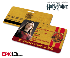 Harry Potter Inspired Hogwarts Student ID (Gryffindor) - Ginevra M. Weasley