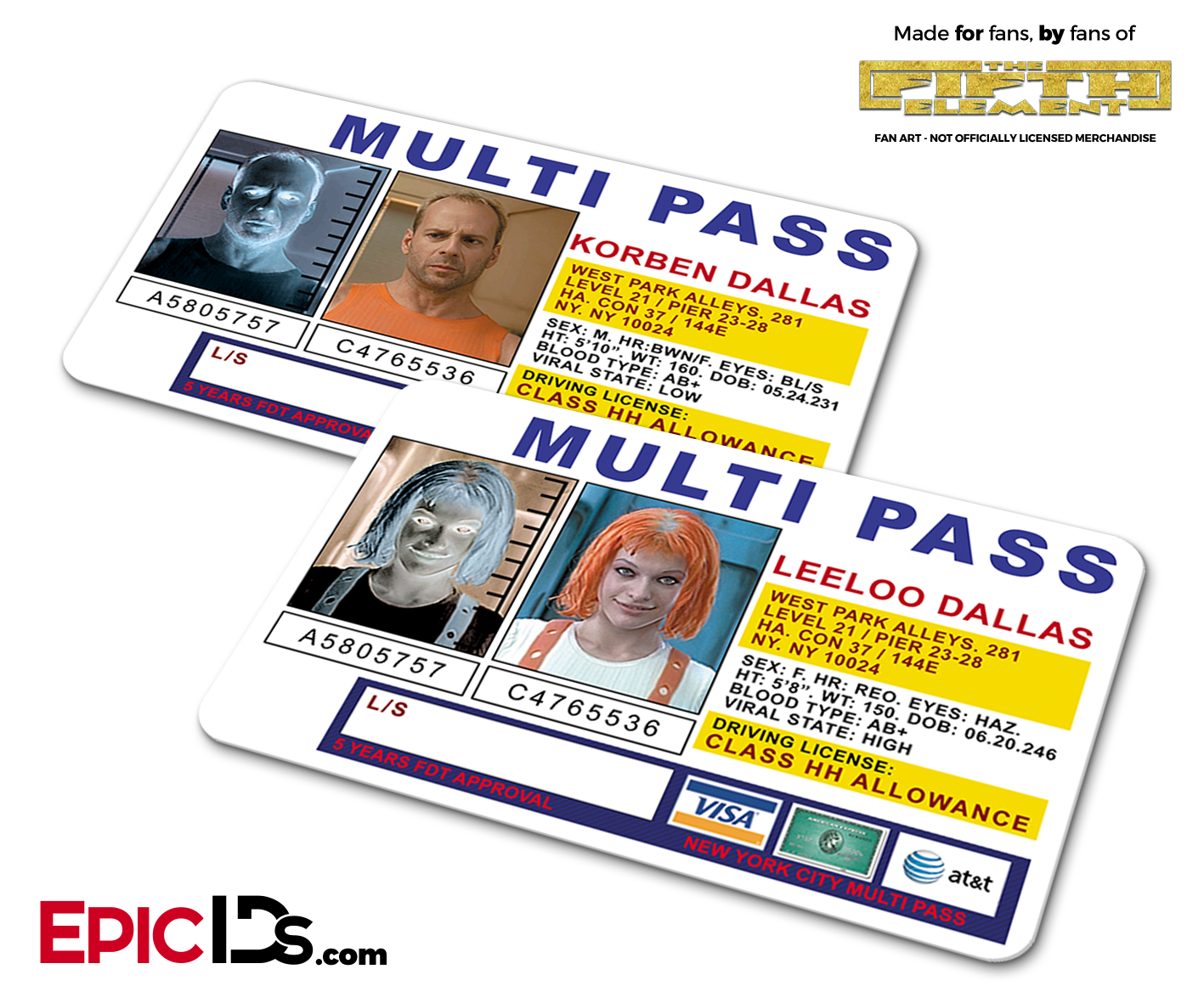 Multi Pass 'Fifth Element' Korban Dallas & Leeloo Dallas Couple Set