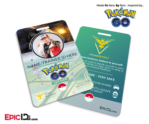 Pokemon GO Inspired Team Mystic, Valor or Instinct Trainer ID Card [Photo Personalized]