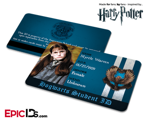 Harry Potter Inspired Hogwarts Student ID (Ravenclaw) - Myrtle Warren