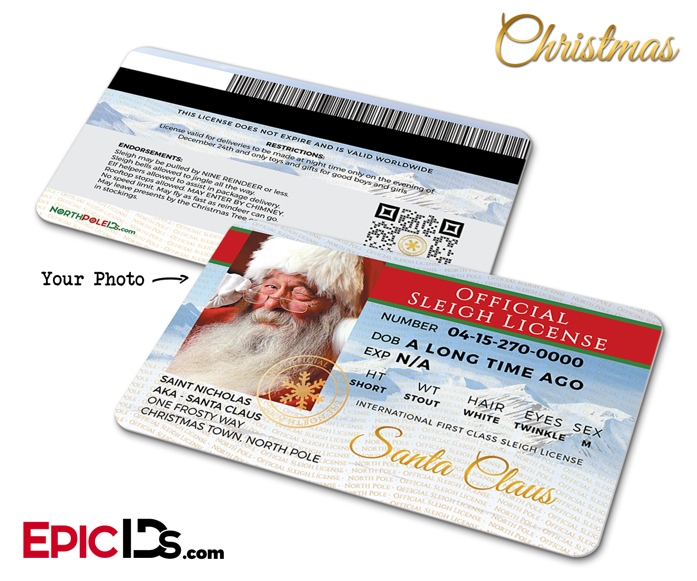 Santa Claus Official Sleigh License [Photo Personalized]