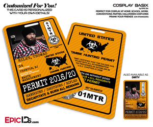 Zombie Hunting Permit - United States - Cosplay ID Badge [Photo Personalized]