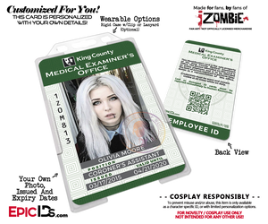 King County Medical Examiners Office 'iZombie' Cosplay Employee ID [Photo Personalized]