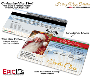 North Pole Sleigh License — Santa's First Class ID — Christmas Magic Prop — Photo Personalized