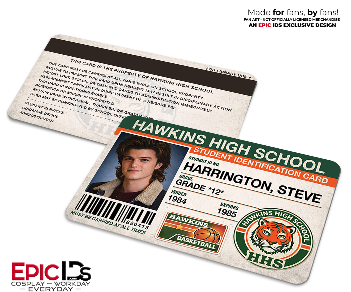 Steve Harrington Student ID Badge – Hawkins High School – Stranger Things (Seasons 2 &amp; 3)