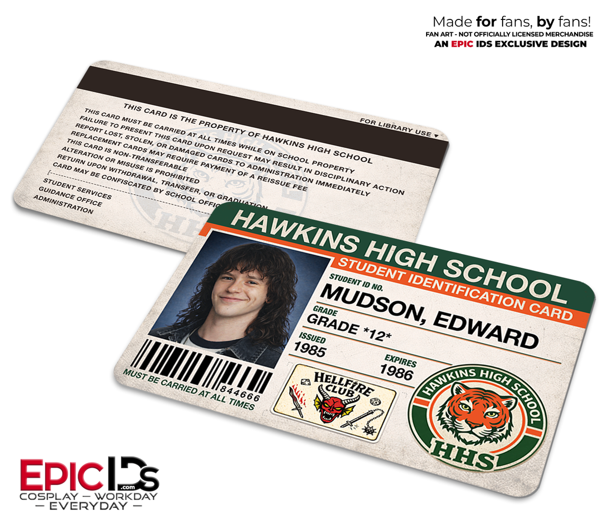 Eddie Munson Student ID Badge – Hawkins High School – Stranger Things (Season 4)