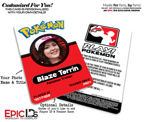 Pokémon Player Custom Fan-Crafted Trainer ID Badge — Photo Personalized