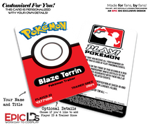 Pokémon Player Custom Fan-Crafted Trainer ID Badge — Personalized