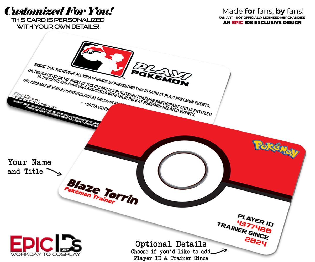 Pokmon Trainer ID Card Custom Fan-Crafted Cosplay Accessory - Epic IDs Pokmon Trainer ID Card Custom Fan-Crafted Cosplay Accessory - Epic IDs