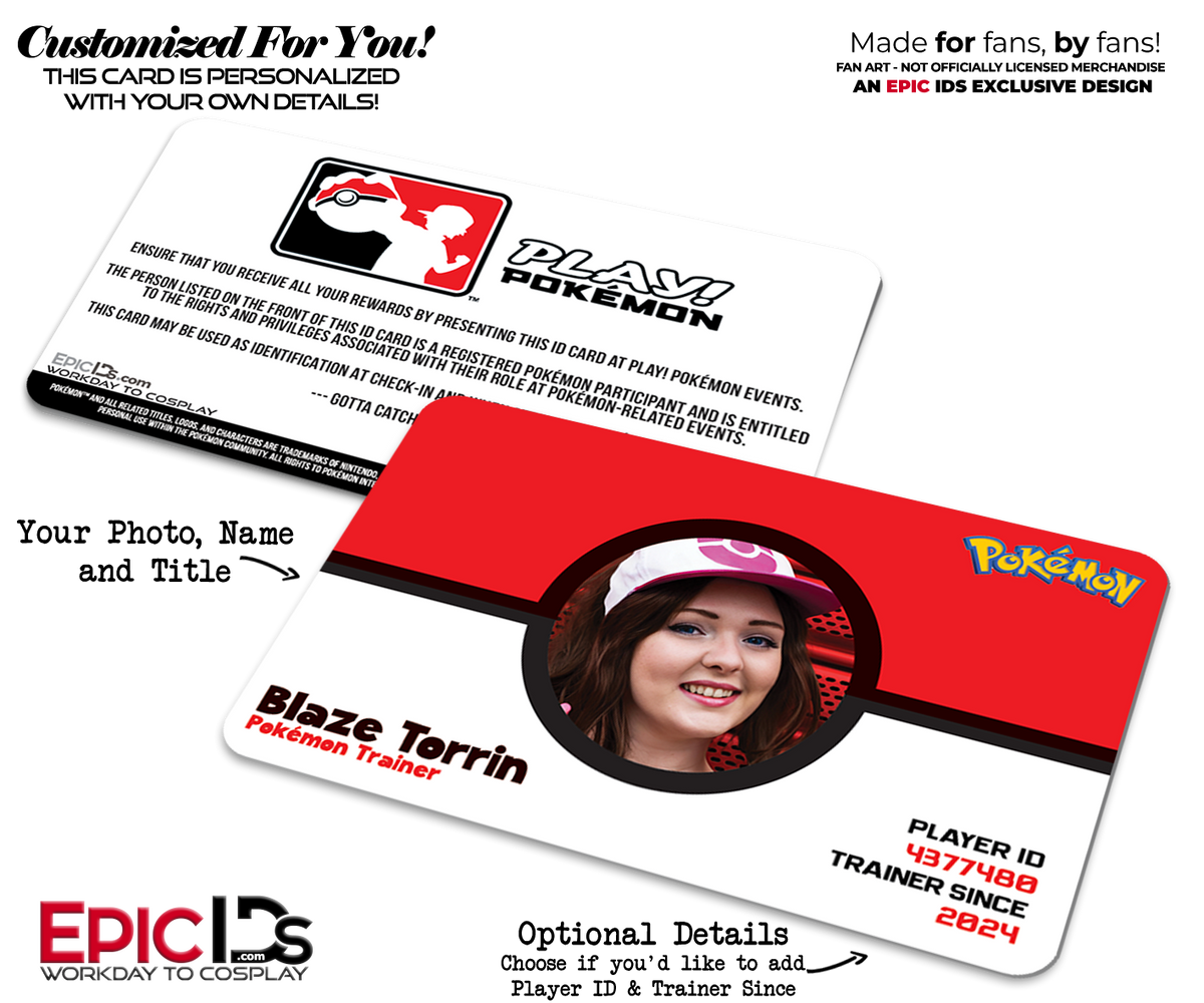 Pokémon Player Custom Fan-Crafted Trainer ID Card — Photo Personalized
