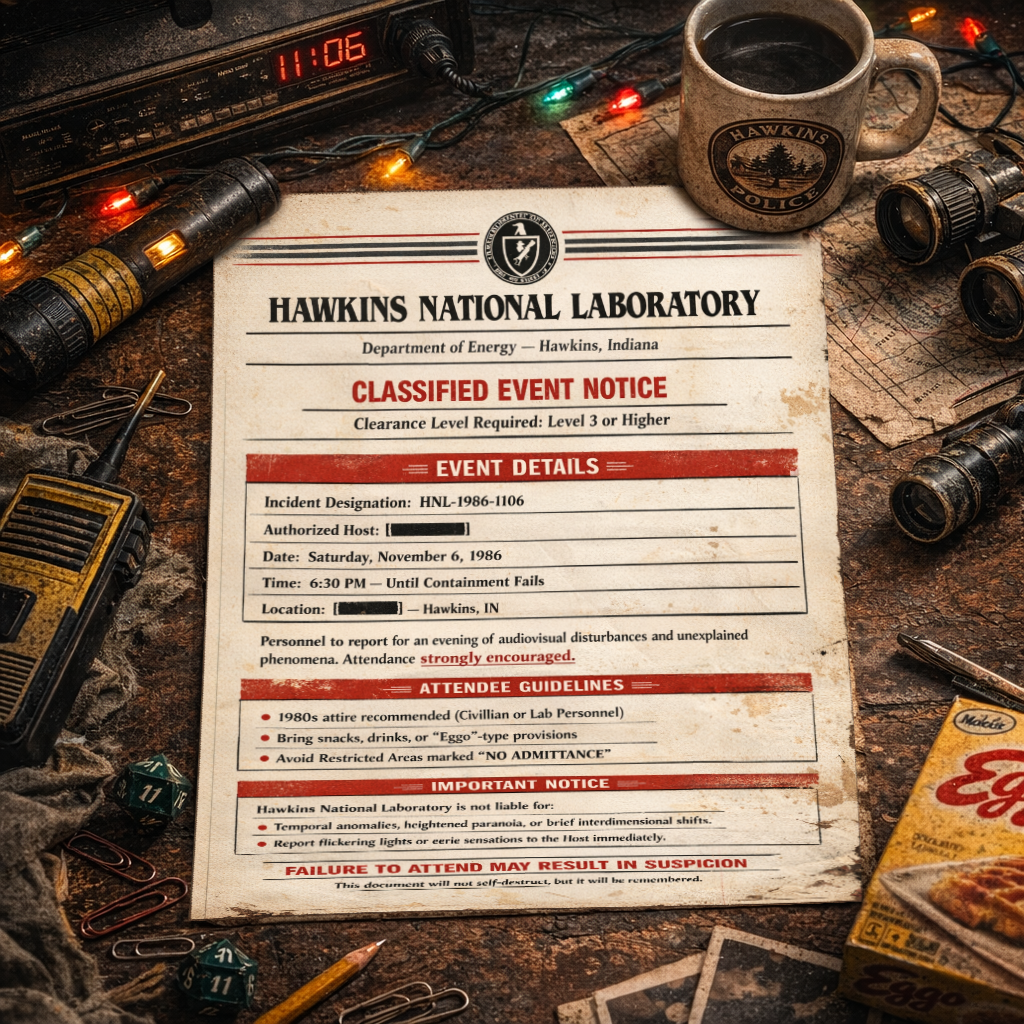 Stranger Things Party Invitations – Epic Invites™ – Classified Event Notice