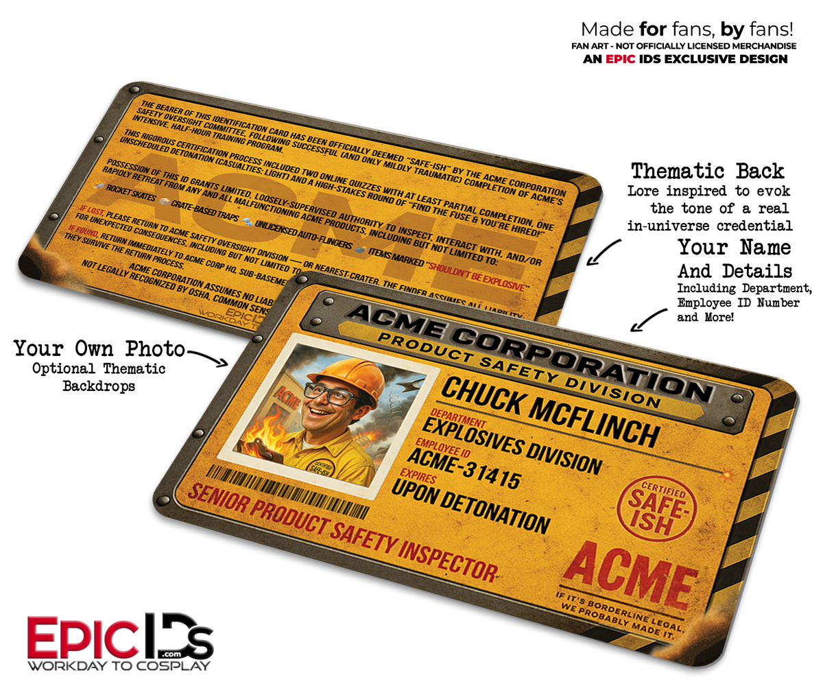 ACME Corporation Employee ID Badge — Photo Personalized