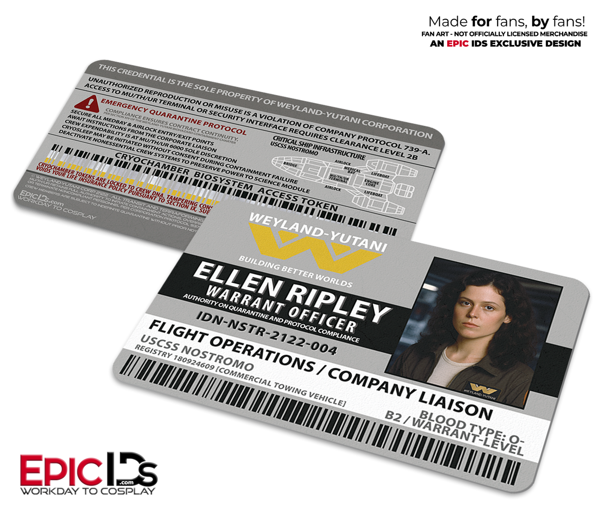 Ellen Ripley Crew ID Badge – Weyland-Yutani, USCSS Nostromo – Alien (1979)