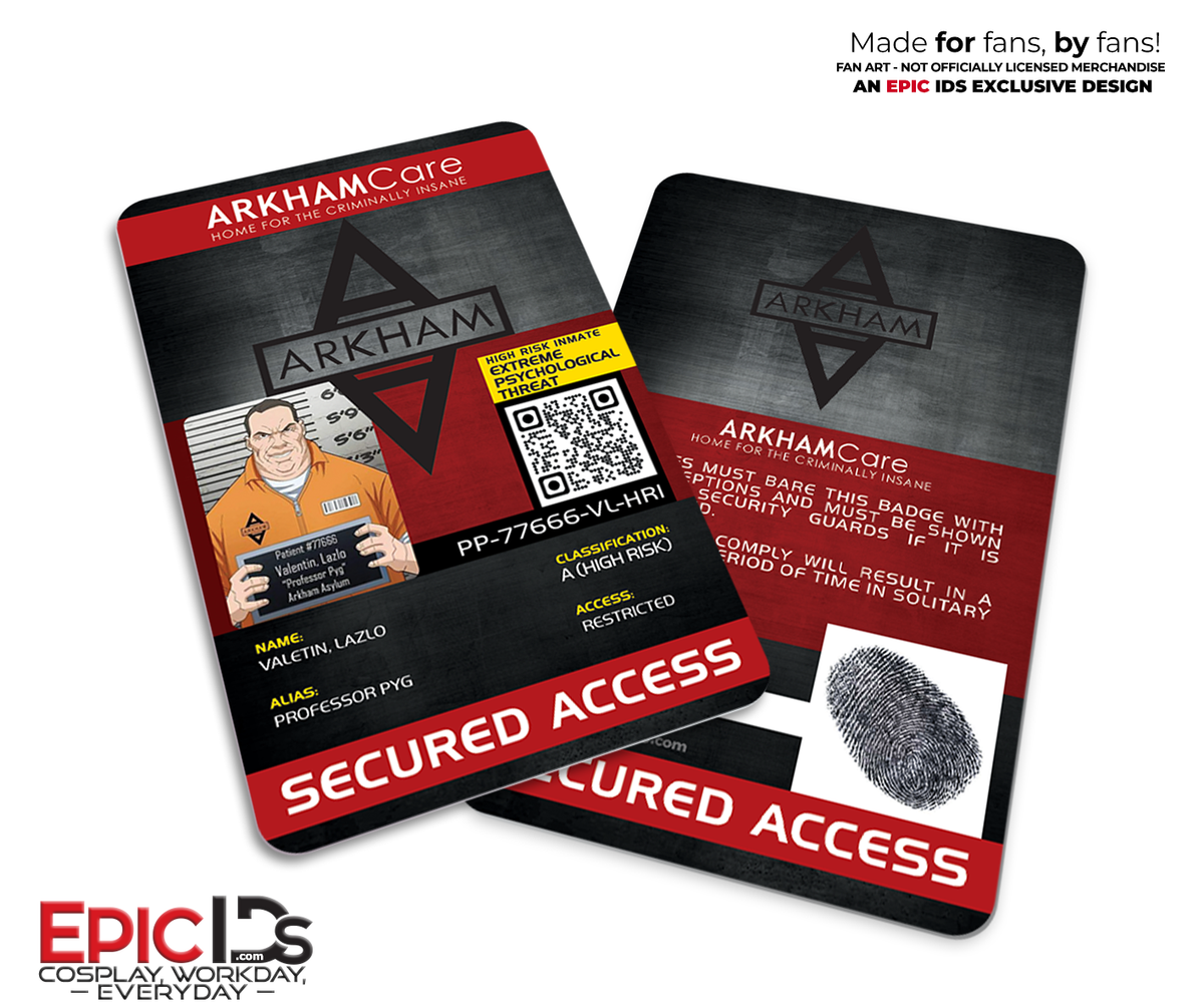 Arkham Asylum “Suicide Squad” Classic Comic Inmate ID Card — Professor Pyg