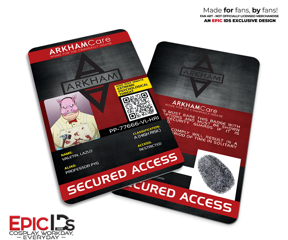 Arkham Asylum “Suicide Squad” Classic Comic Inmate ID Card — Professor Pyg