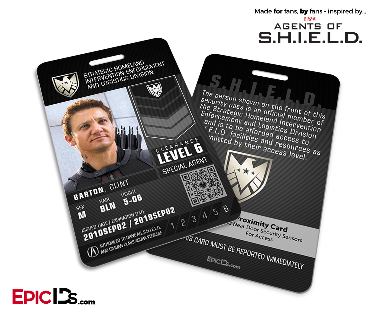 Agents of SHIELD Inspired &#39;Real&#39; SHIELD Agent ID - Clint Barton - Epic IDs