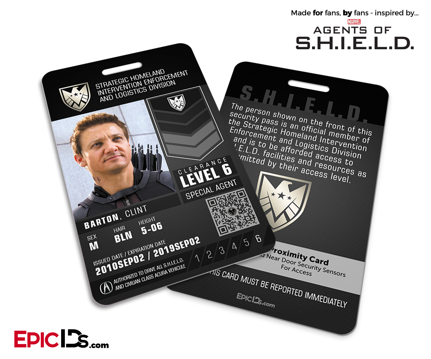 Agents of SHIELD Inspired 'Real' SHIELD Agent ID - Clint Barton - Epic IDs
