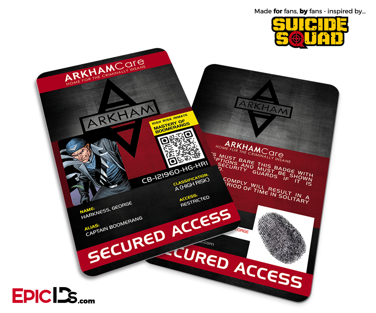 Arkham Asylum 'Suicide Squad' Classic Comic Inmate ID Card - Captain B - Epic IDs