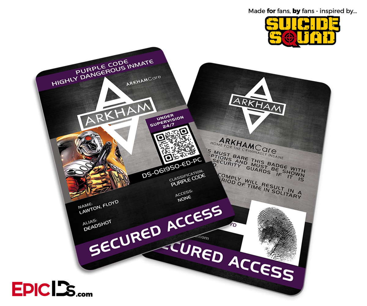 Arkham Asylum 'Suicide Squad' Classic Comic Inmate ID Card - Deadshot - Epic IDs