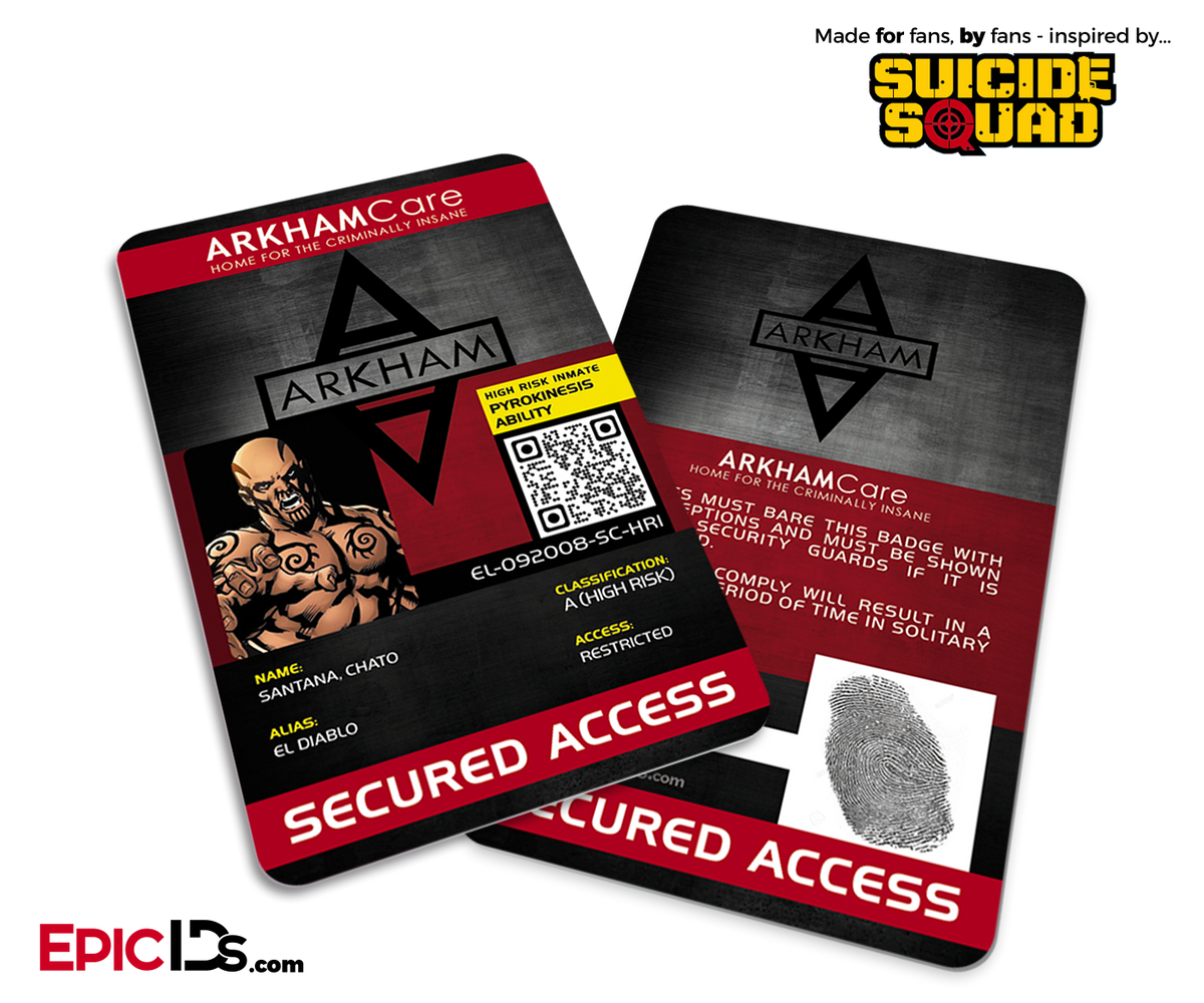 Arkham Asylum 'Suicide Squad' Classic Comic Inmate ID Card - Diablo - Epic IDs